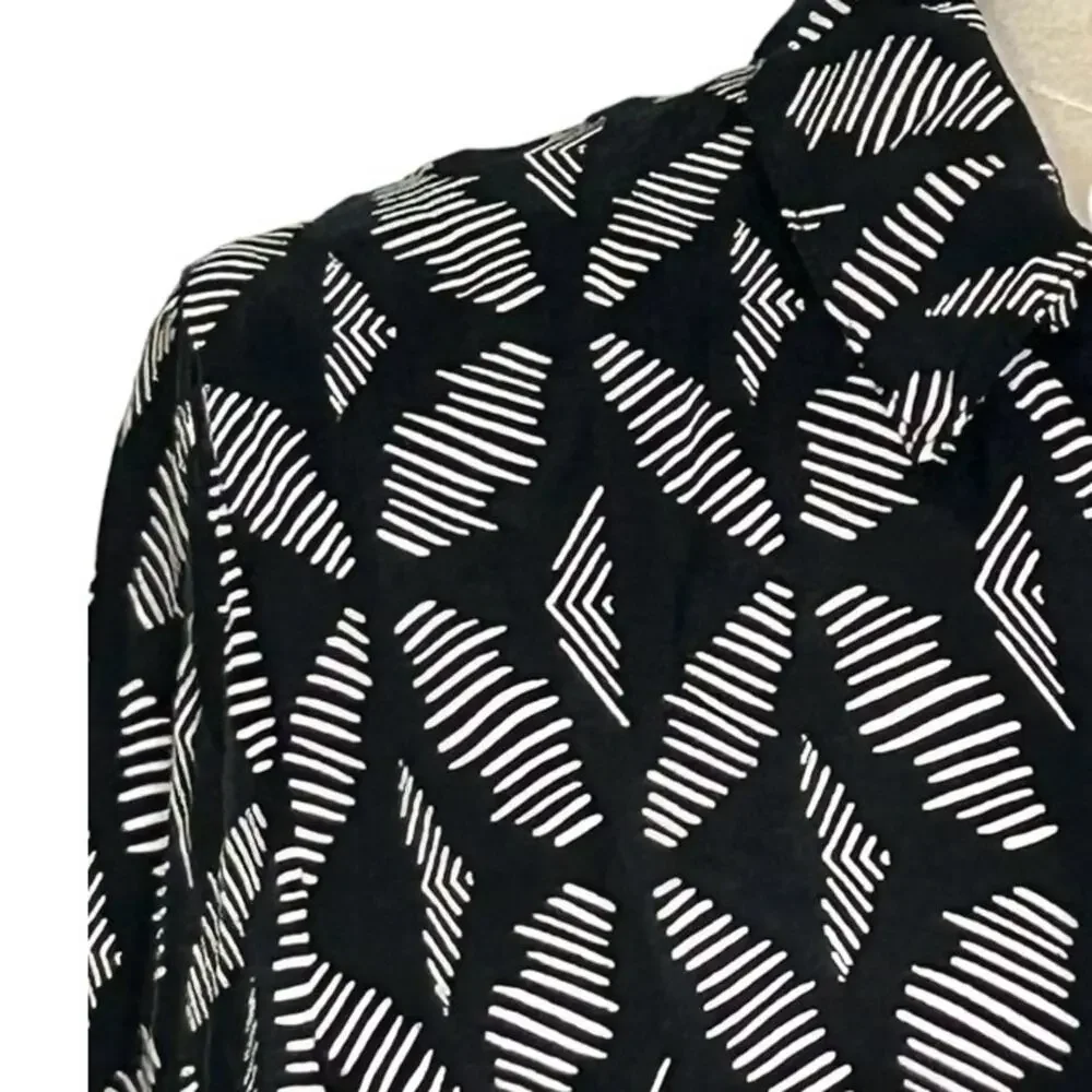 Whistles Courtney Geo Printed Dress Black and White Size 8